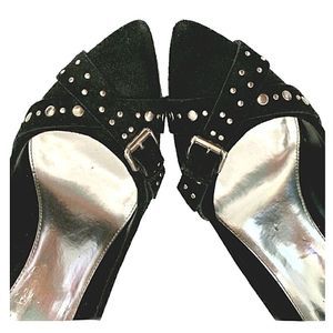 BCBG Black Suede Studded Pump 7.5